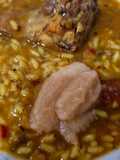 Arroz meloso de conejo y alioli de membrillo