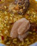 Arroz meloso de conejo y alioli de membrillo
