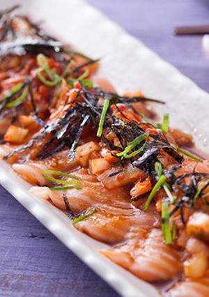 【元本山幸福廚房】泡菜生魚片 的食譜成品照片