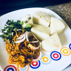 A picture of Boiled with ugba sauce(oil bean).