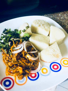 A picture of Boiled with ugba sauce(oil bean).