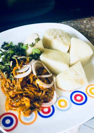 A picture of Boiled with ugba sauce(oil bean).