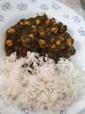 Espinacas con garbanzos y arroz