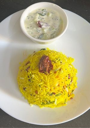 A picture of Lemon 🍋 Rice With Cucumber 🥒 Pachadi.