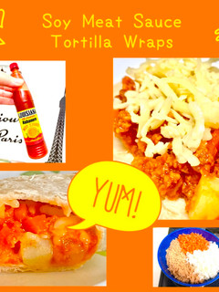 A picture of Soy Meat Sauce Tortilla Wraps.