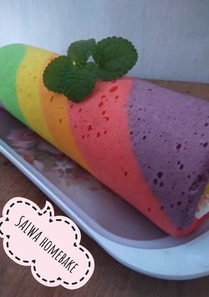 Foto resep Rainbow roll cake kukus