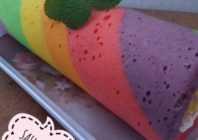 Easiest Way to Make Delicious Rainbow roll cake kukus