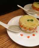 Causa de verduras y pollo con salsa de pimiento 💕