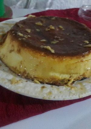 Una foto de Flan de queso