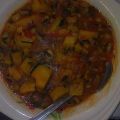 A picture of Beans and sweet potatoes.