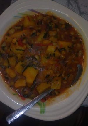 A picture of Beans and sweet potatoes.