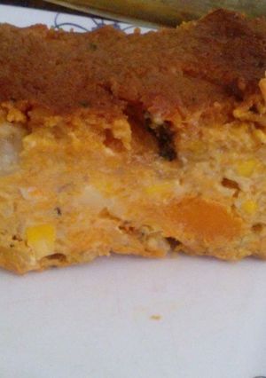Una foto de Budín acaramelado de zapallo anco y choclo