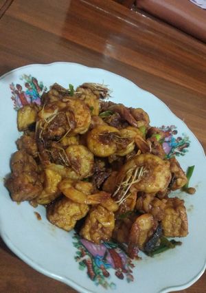 Foto resep Udang tahu tempe tumis kecap
