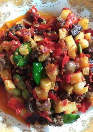 Foto resep Balado ati ayam campur kentang dan pete