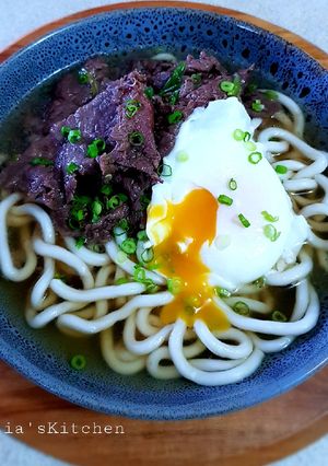 A picture of Beef Udon Noodles Soup.