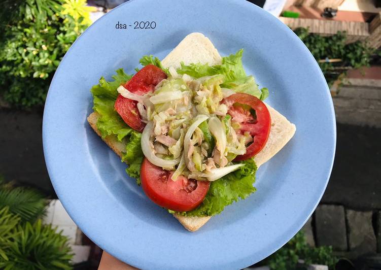 Cara Gampang Membuat Sandwich sawi tuna salad Anti Gagal
