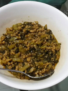 Foto resep Tumis sayur asin dan daging babi cincang