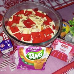 A picture of Mango tropical fruits trifle.