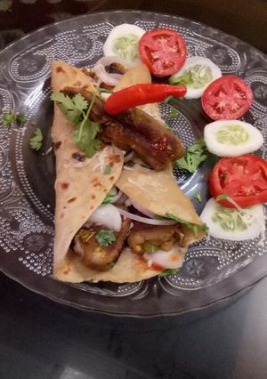 A picture of Grill veg cheese Kebab Roll.