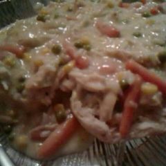 A picture of Chicken&rice with veggies.