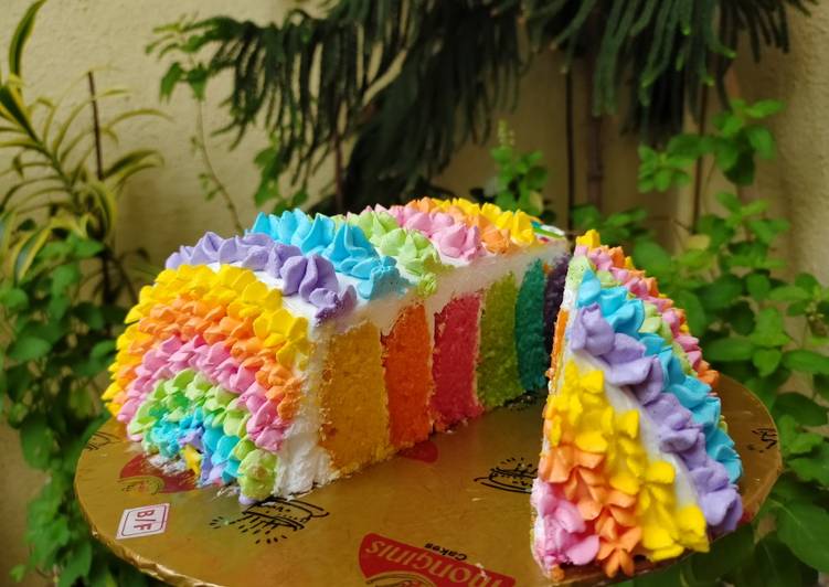 Steps to Make Super Quick Homemade Rainbow cake