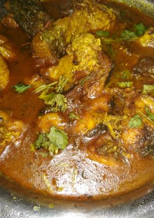 A picture of Rui macher jhol / Rohu fish curry.