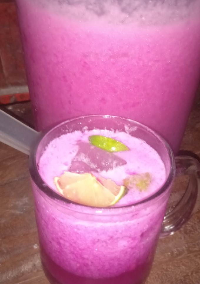 Foto resep Es Susu Lemon (Homemade Buttermilk) + Jus Buah Naga