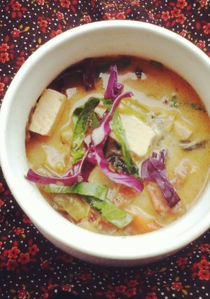 Una foto de Sopa de tofu al estilo oriental (vegan)