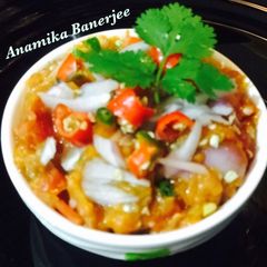 A picture of Baingan Bharta Indian Delicacy of the Eggplant Dip.