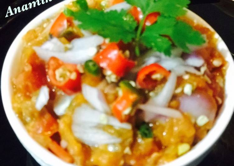 Recipe of Super Quick Homemade Baingan Bharta Indian Delicacy of the Eggplant Dip