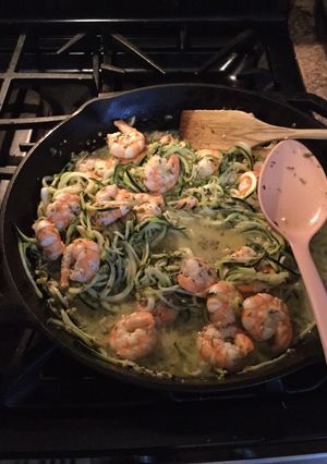 A picture of Shrimp Scampi with Zucchini Noodles.