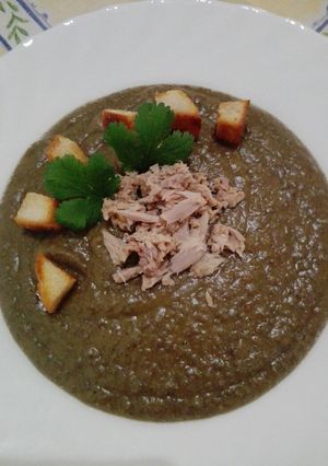 Foto principal de Puré vegano de lentejas con topping para los no veganos