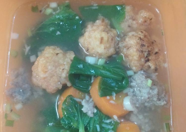 Resep Soup bola2 udang., Enak