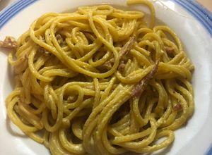 Foto di Spaghetti speck, panna e zafferano