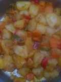Potatoes salad with robot peppers