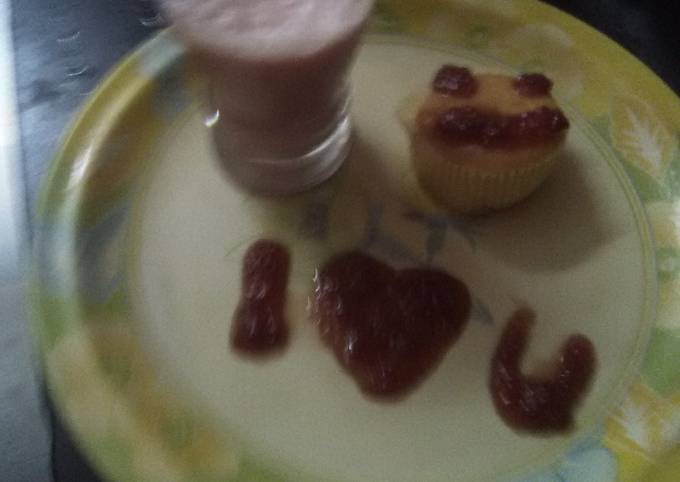 Strawberry shake with vanilla ice - cream