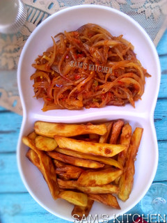 Fried sweet potatoes with onion sauce ainihin hoton girkin