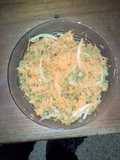 Ensalada de zanahoria, cebolla y arvejas secas cocinadas al microondas!