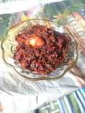 Lal shak ar amda (red amaranth with hog plum or wild mango)