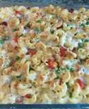 Mac and cheese with smoked beef and veggies