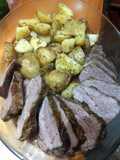 Colita de cuadril y papas al horno (cortita y al pie)