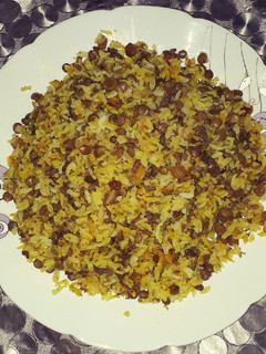 عکسی از دستور عدس پلو با گوشت و کشمش 😋
