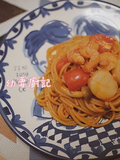 [不用蕃茄醬]香辣番茄汁海鮮意大利麵 的食譜成品照片