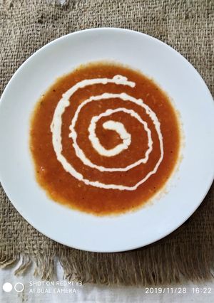 A picture of Tomato carrot soup.