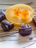 Bombones de chocolate con relleno de mandarina