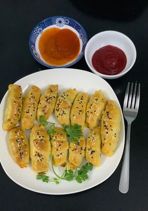 Hình của món Bánh mì phô-mai vị cá… hộp 🐠.