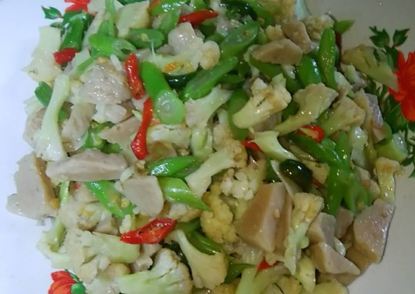 Tumis kembang kol+bakso