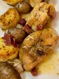 Fricasé de pollo con patatas salteadas