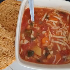A picture of All vegetable Minestrone soup.