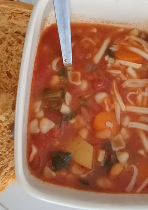 A picture of All vegetable Minestrone soup.